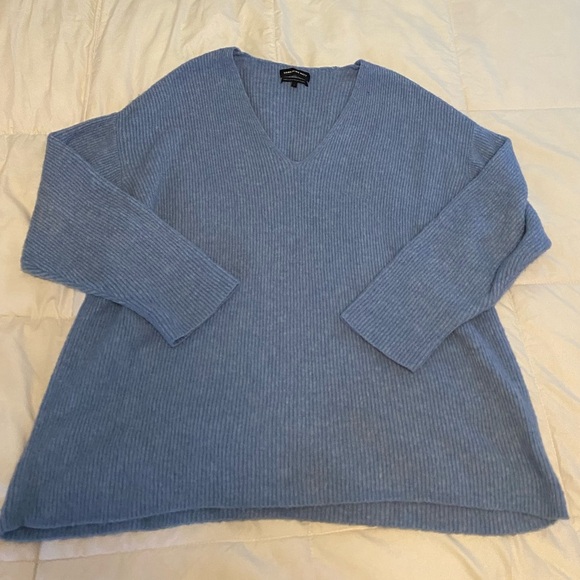 Something Navy Blue Oversized V-Neck Knit Sweater - Picture 1 of 5